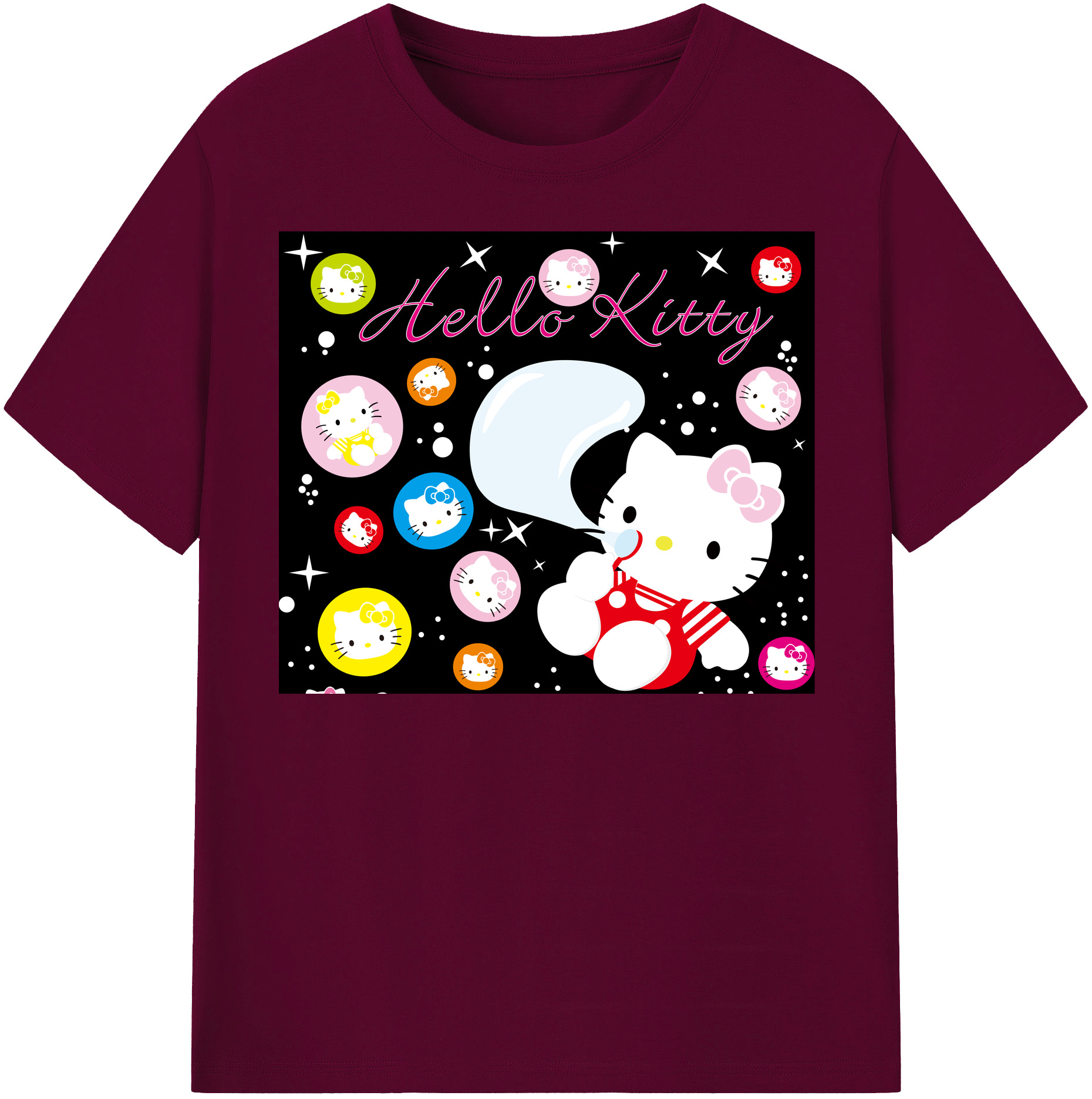 （画像用） Hello Kitty ハローキティ レディースカジュアルプリントTシャツ（綿100％）